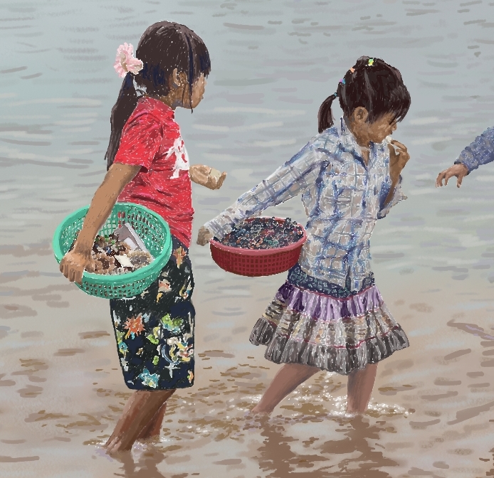 LITTLE GIRLS IN DONLISA LAKE     P-76(2011) 2