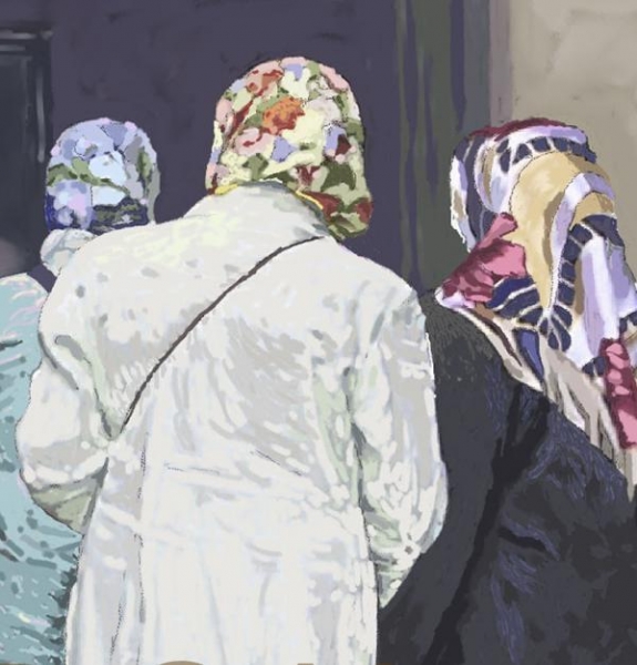 TURKISH WOMEN WEARING HEAD SCARVES     P-50(2010)
